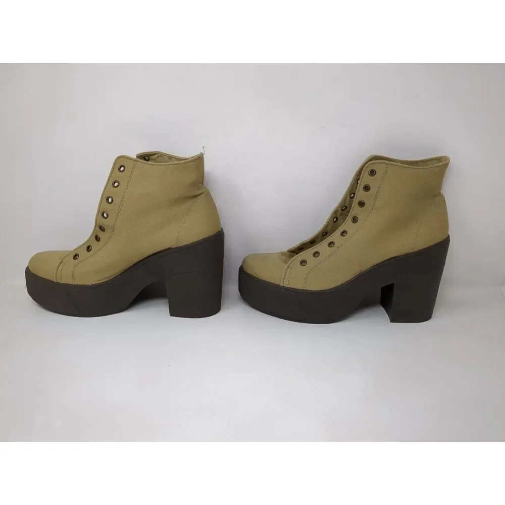 Vintage Bakers‎ Y2K Chunky Platform Heel Boots Shoes Canvas Women's Size 9 Italy